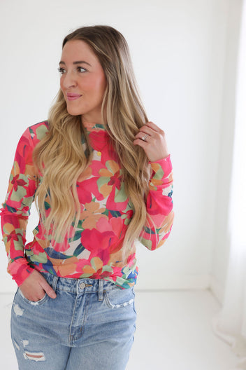 Anica Floral Mesh Top