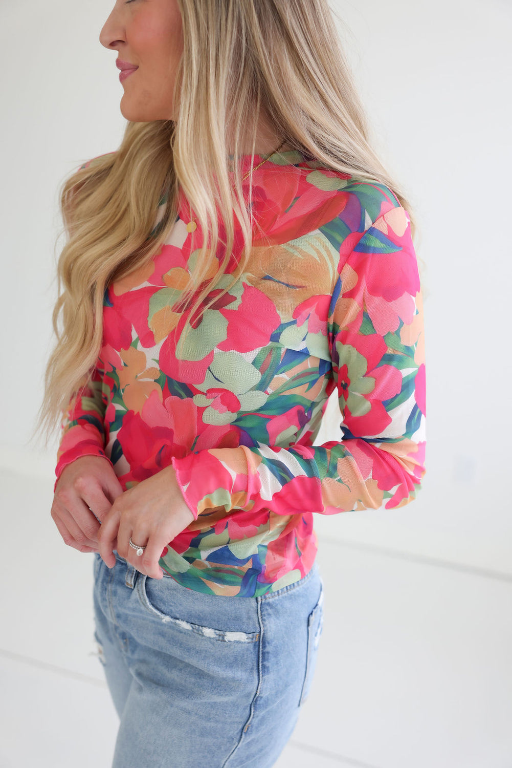 Anica Floral Mesh Top