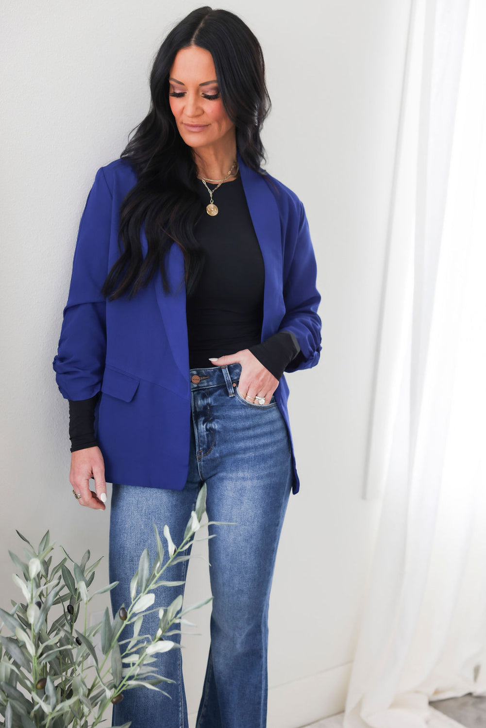 Chessa Ruched Sleeve Blazer