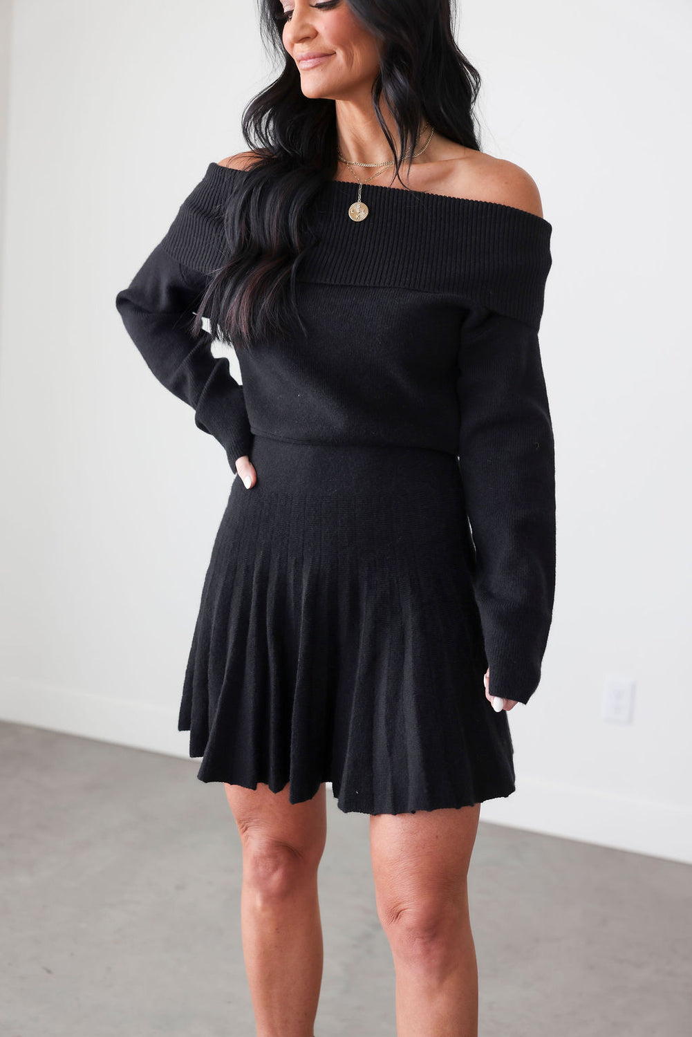 Greer Knit Pleated Mini Dress