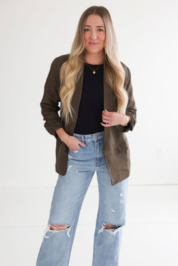 Chessa Ruched Sleeve Blazer