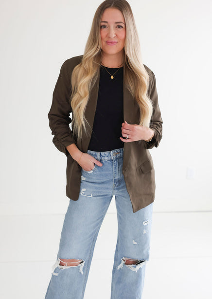 Chessa Ruched Sleeve Blazer product view