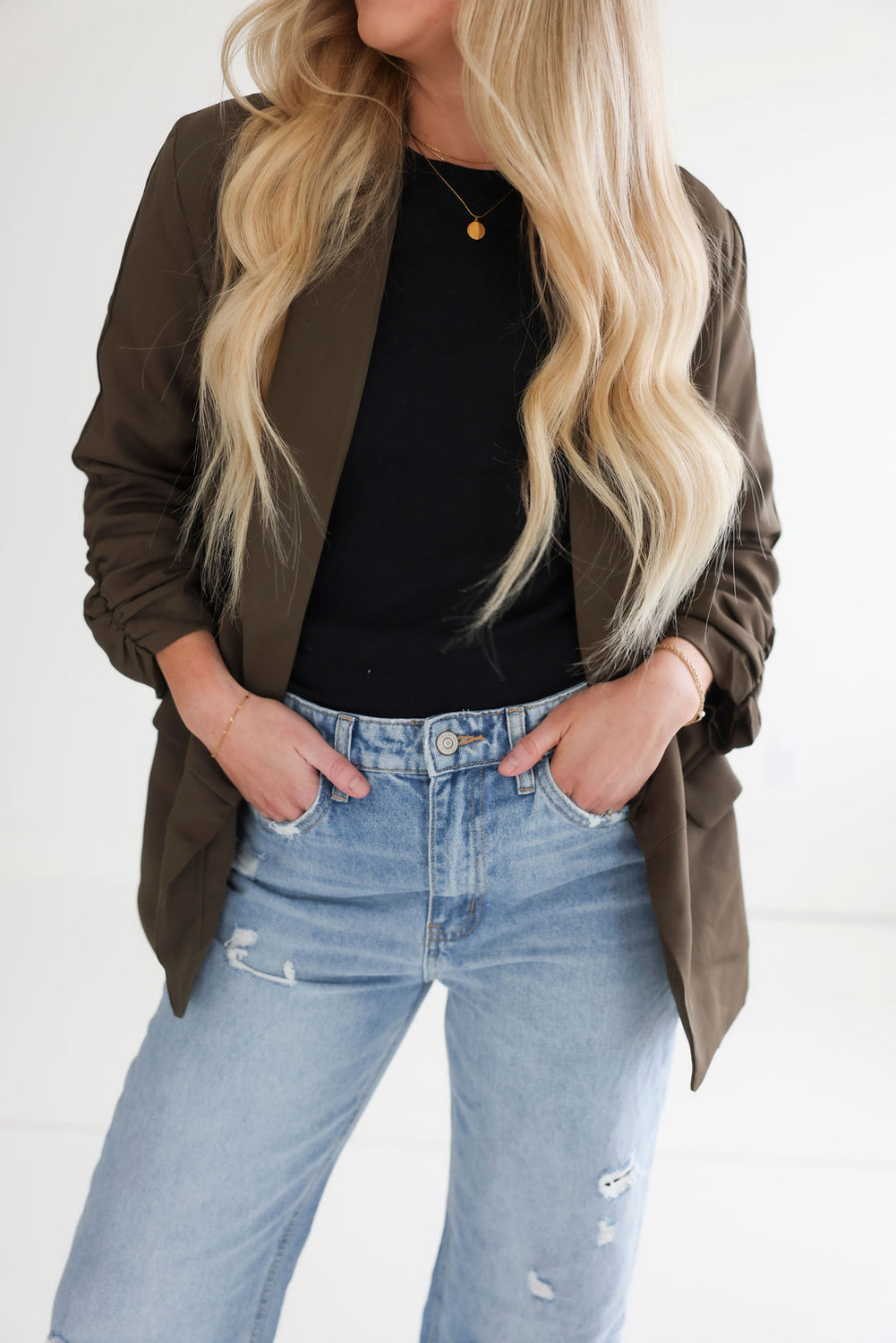 Chessa Ruched Sleeve Blazer