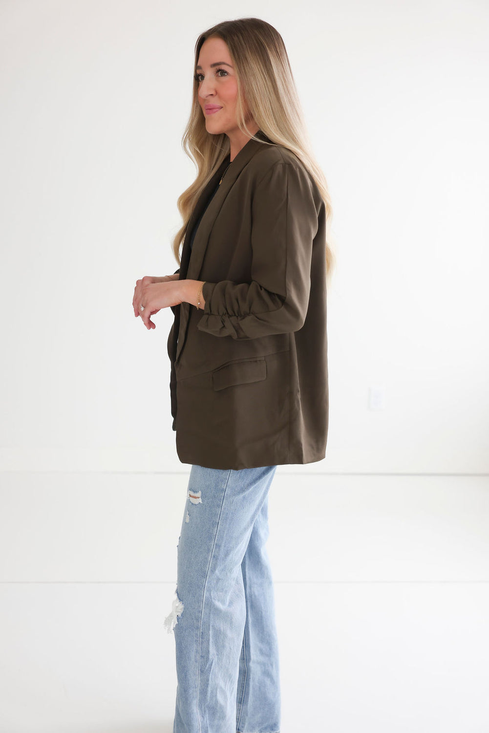 Chessa Ruched Sleeve Blazer
