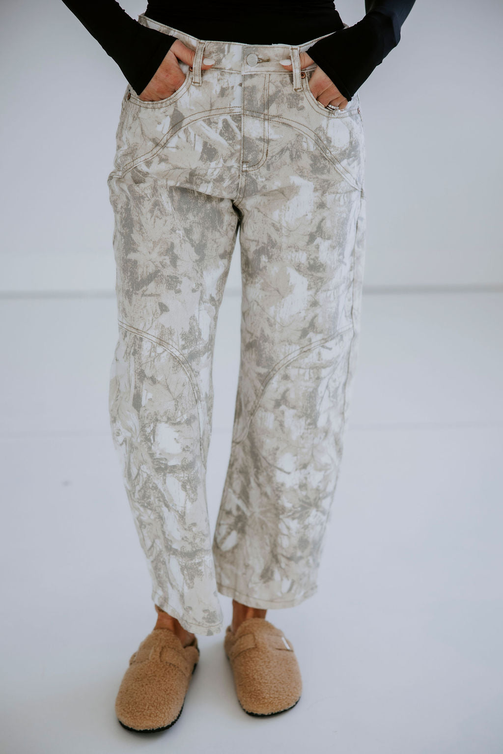 image of Dorinda Saige Camo Barrel Jeans