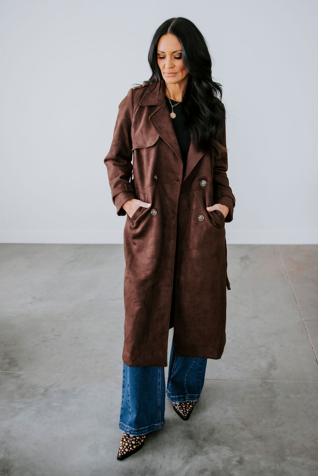 image of Jenessa Suede Trench Coat