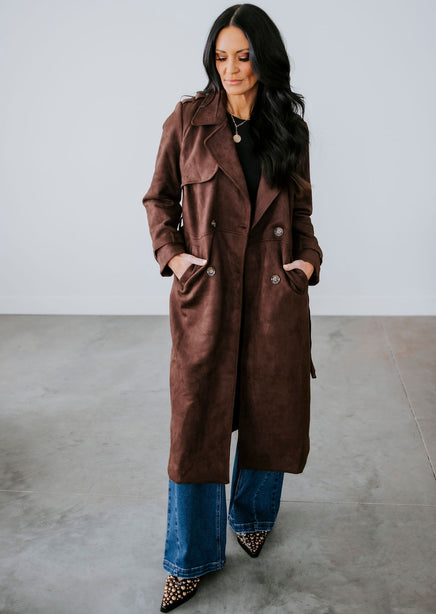 Jenessa Suede Trench Coat product view