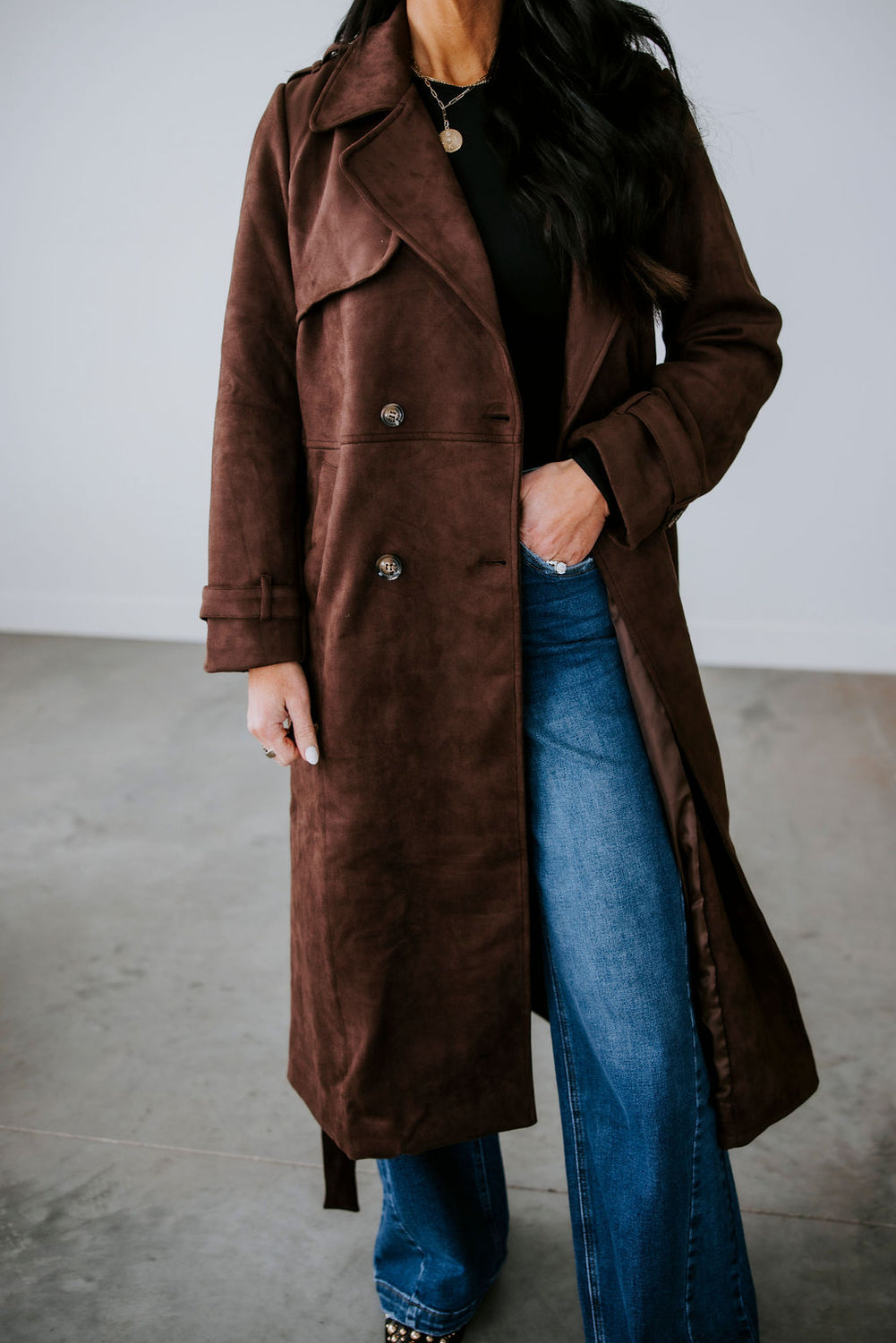 Jenessa Suede Trench Coat