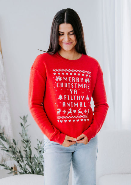 Merry Christmas Ya Filthy Animal Sweatshirt product view