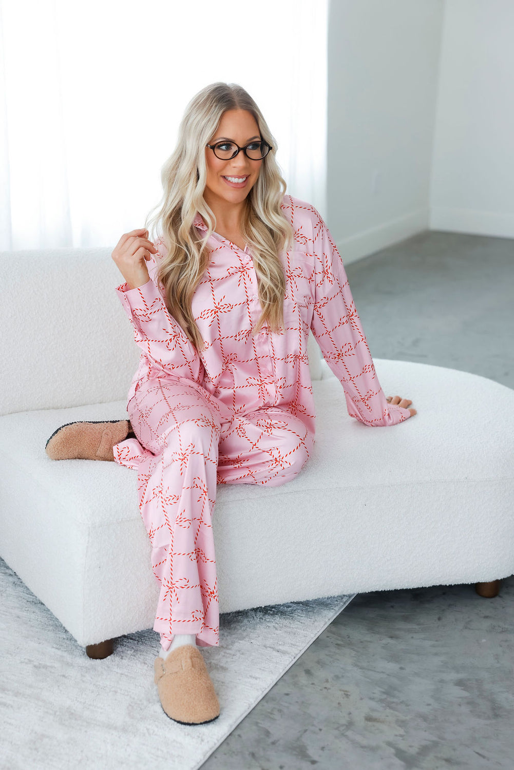 Festive Bow Printed Pajama Set