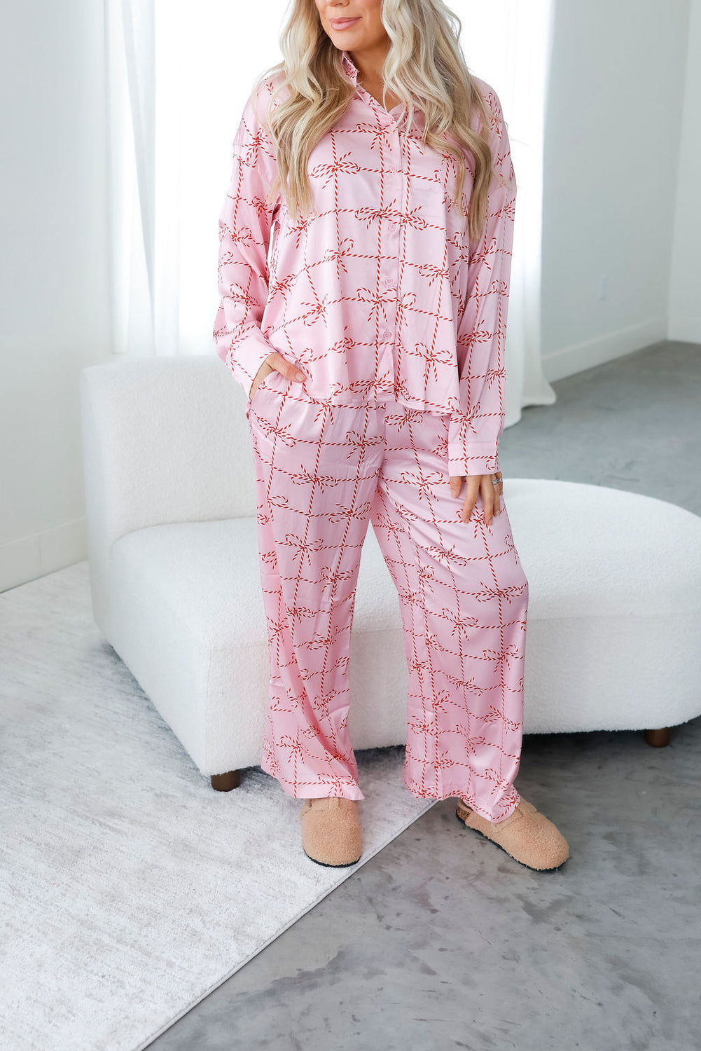 Festive Bow Printed Pajama Set