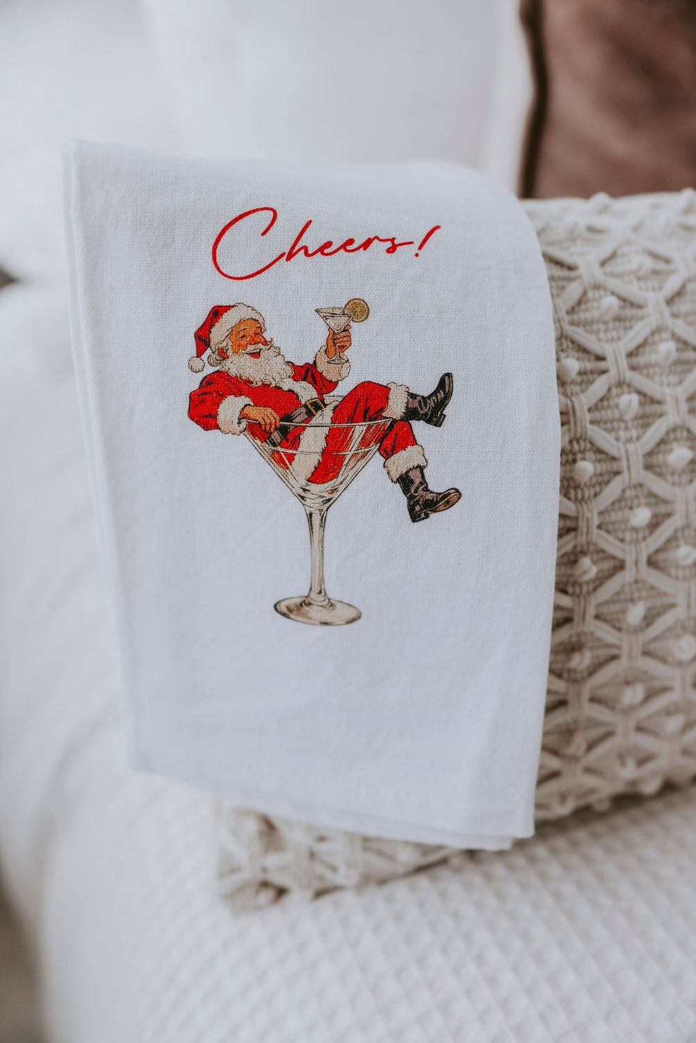 Santa Martini Tea Towel