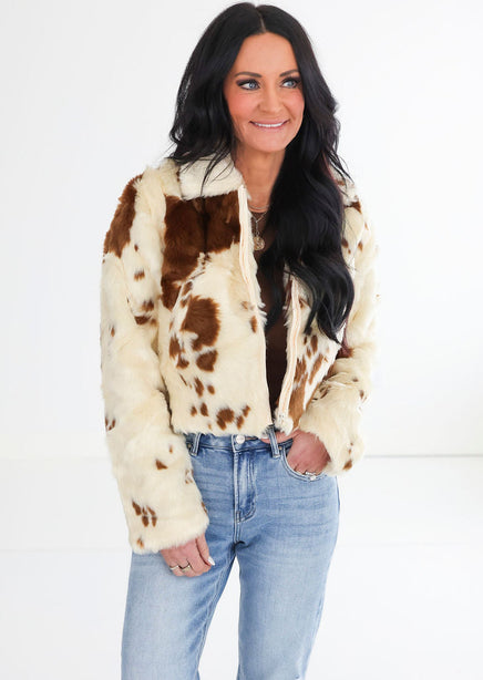 Micaela Print Fur Jacket product view