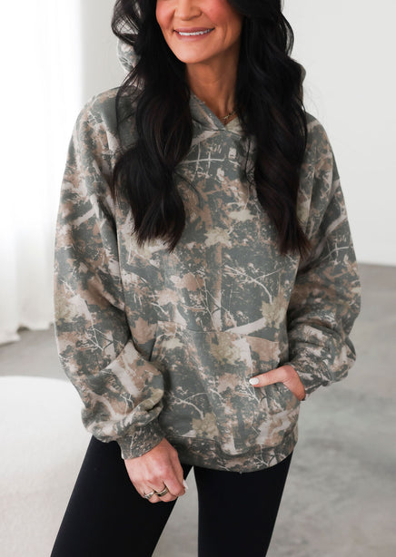 Tobacco Camo Hoodie by Lily & Lottie product view