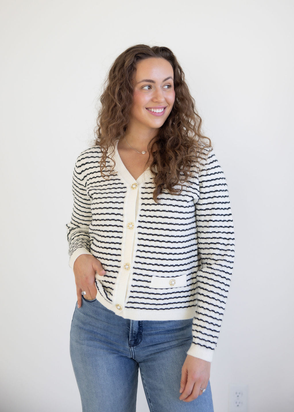 image of Prestyn Striped Cardigan