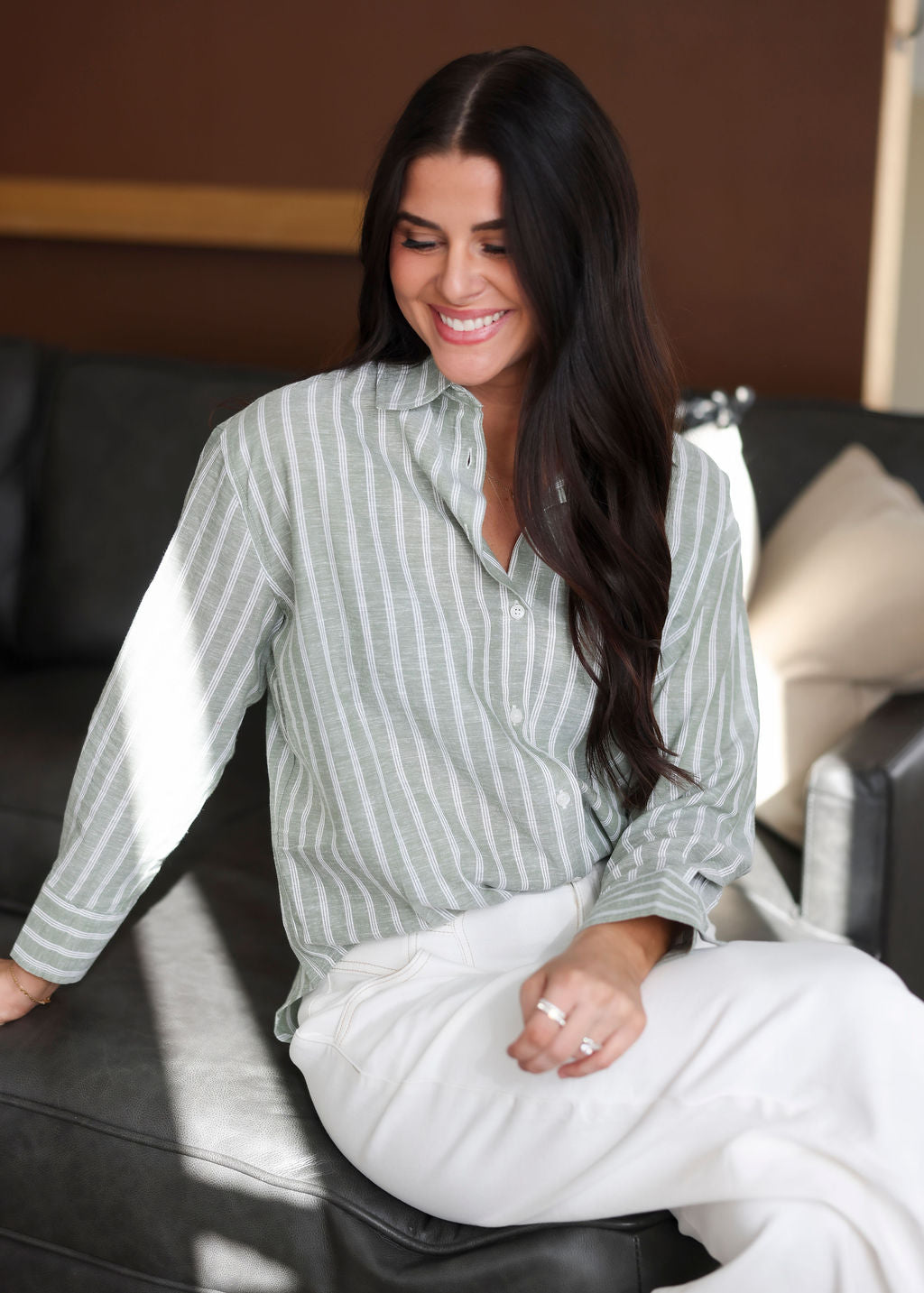 Talon Striped Button Down Top