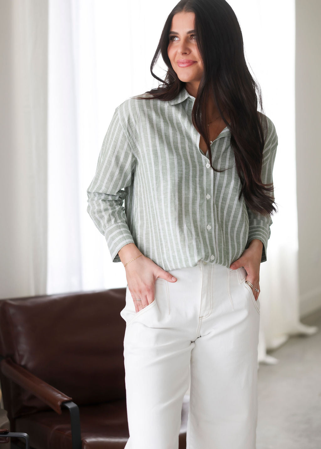 image of Talon Striped Button Down Top