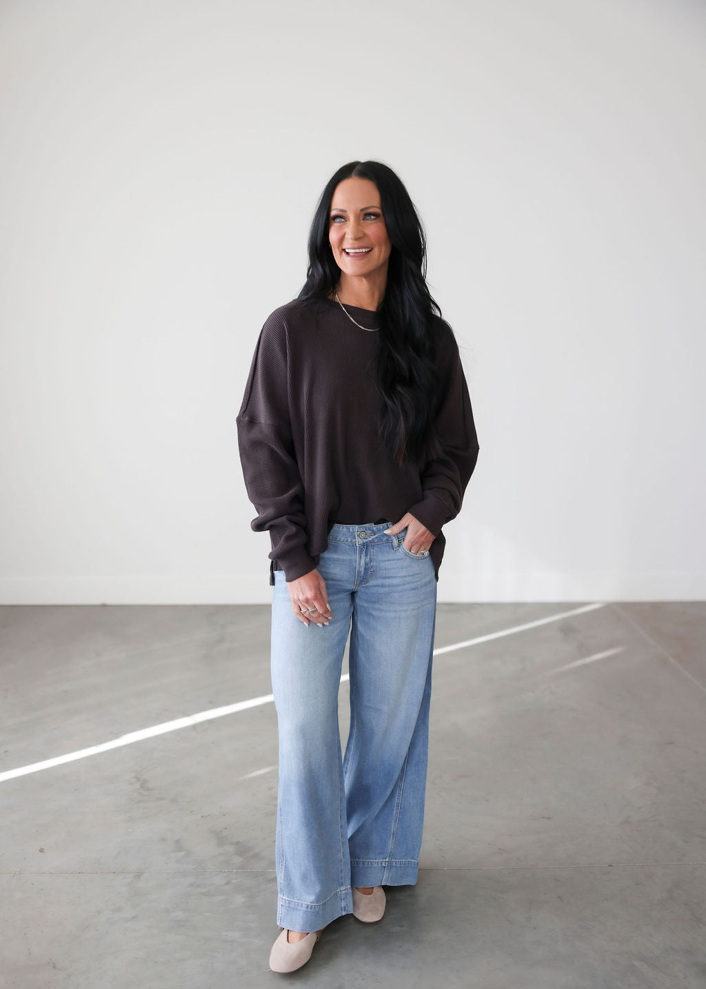 Sky Waffle Long Sleeve by Lily & Lottie