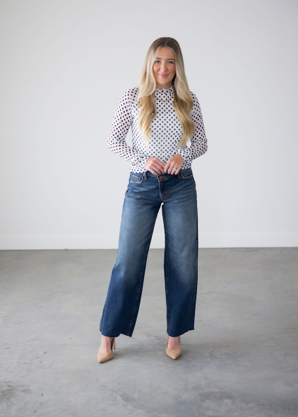 Abegail Polka Dot Mesh Top