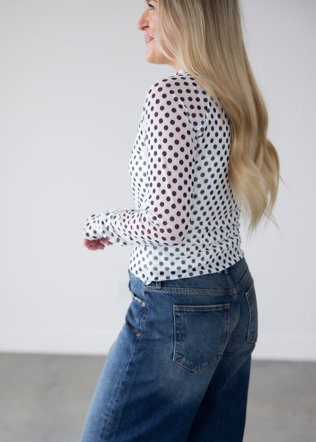 Abegail Polka Dot Mesh Top