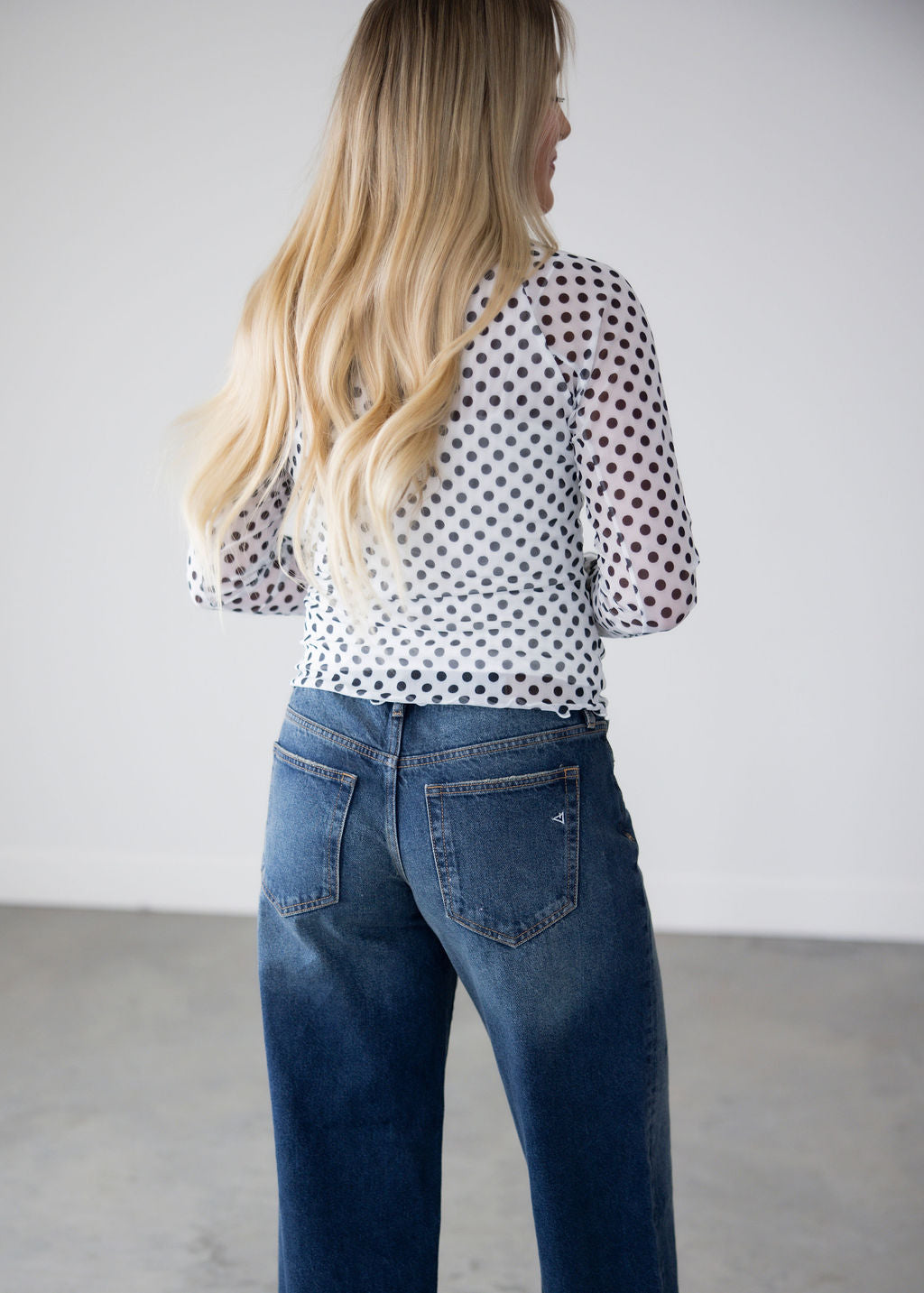 Abegail Polka Dot Mesh Top