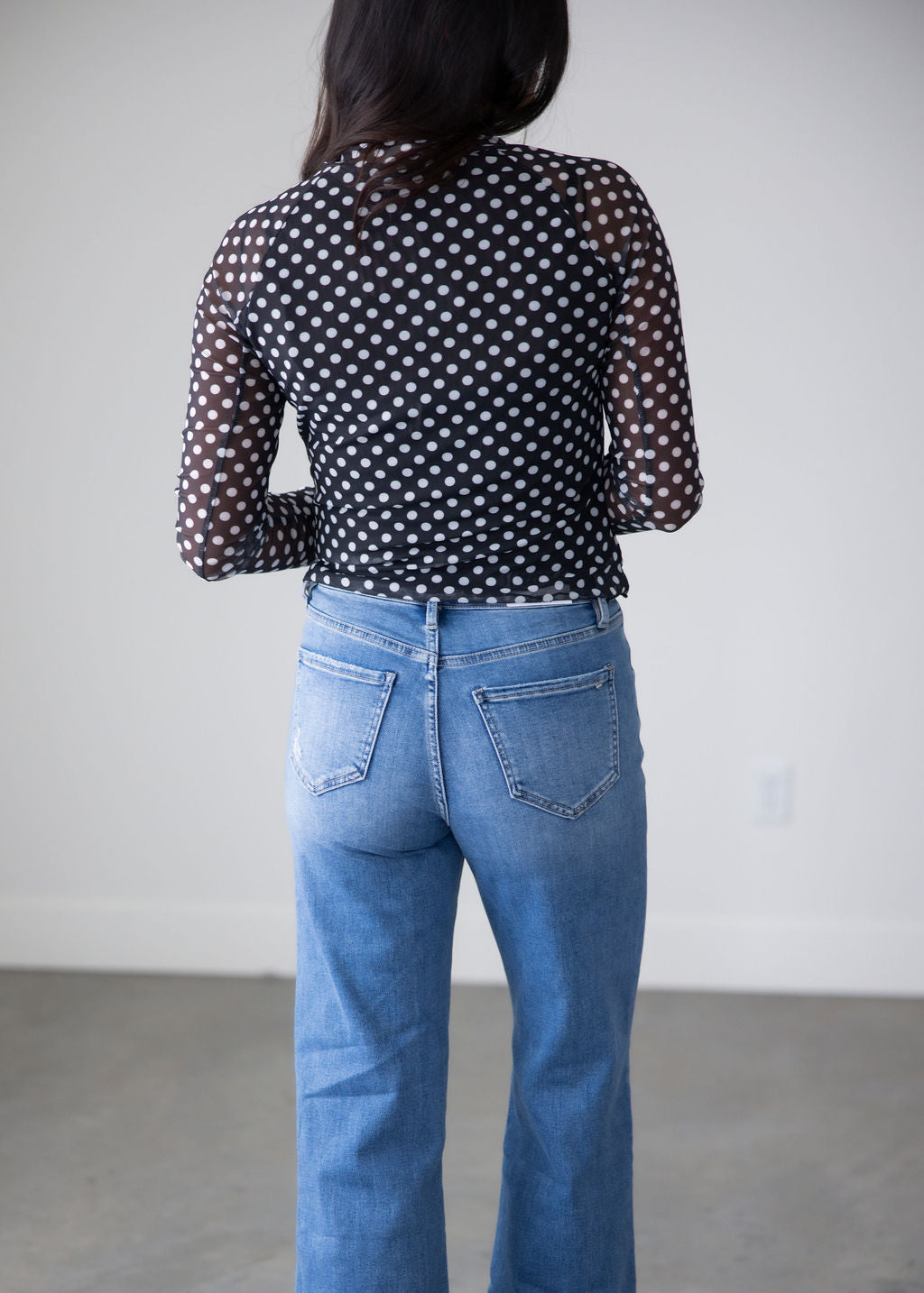 Abegail Polka Dot Mesh Top