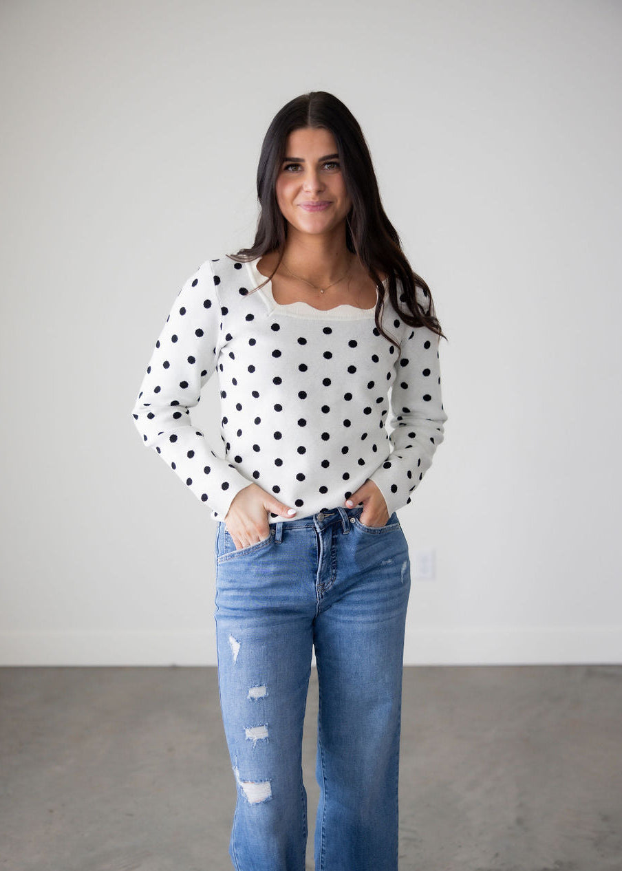 image of Kyle Polka Dot Knit Top