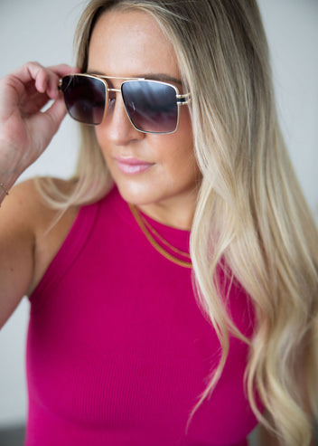 West Striped Aviator Sunglasses