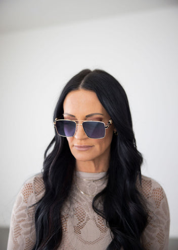 West Striped Aviator Sunglasses