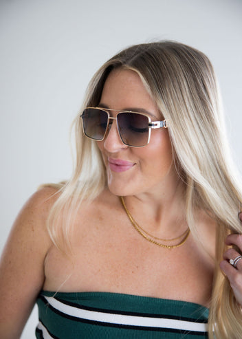 West Striped Aviator Sunglasses