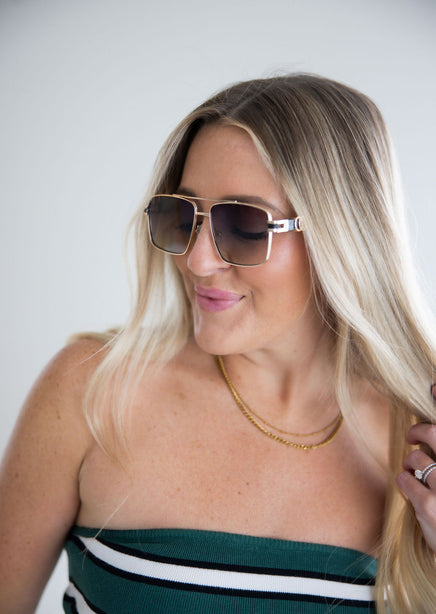 West Striped Aviator Sunglasses product view