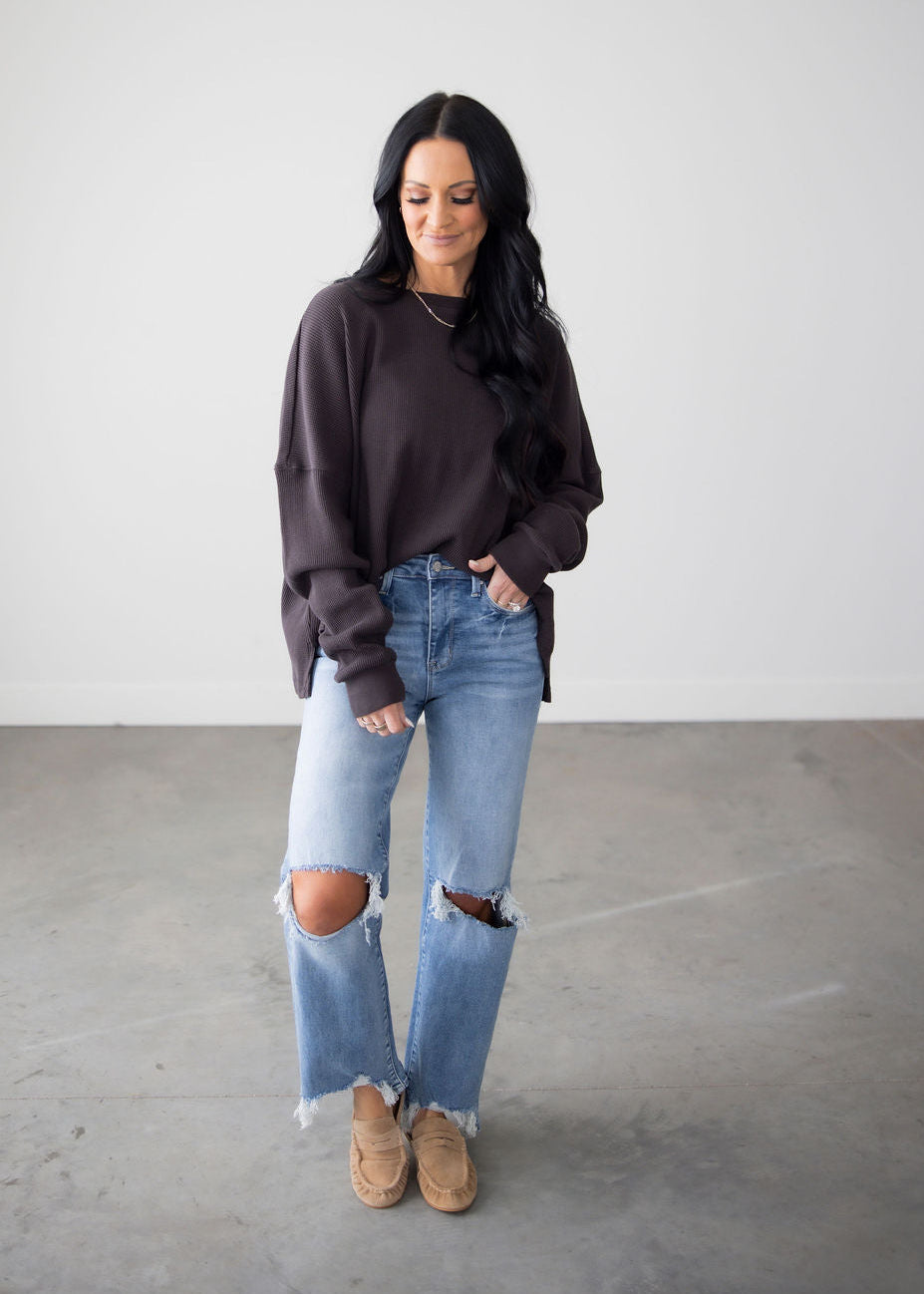 Sky Waffle Long Sleeve by Lily & Lottie