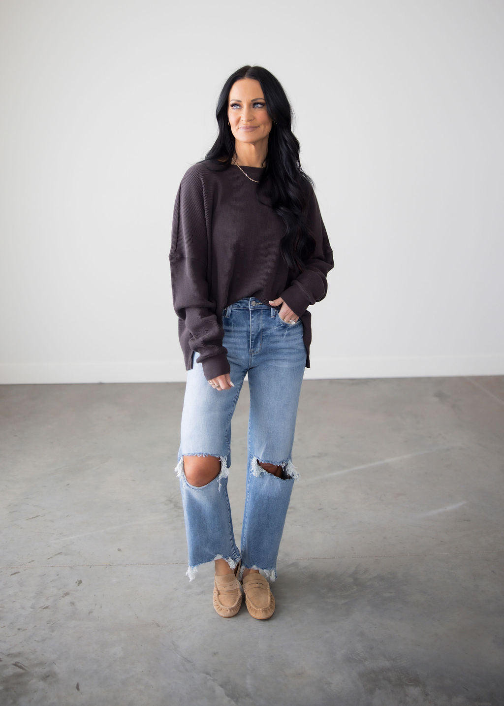 Sky Waffle Long Sleeve by Lily & Lottie