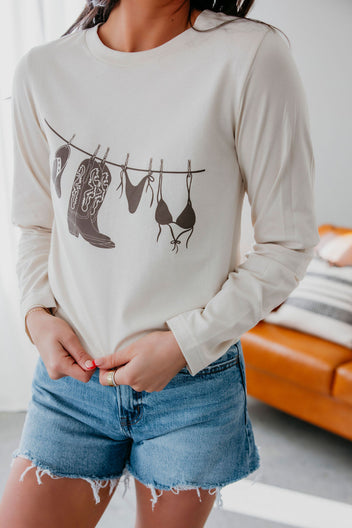 Cowgirl Clothesline Graphic Long Sleeve