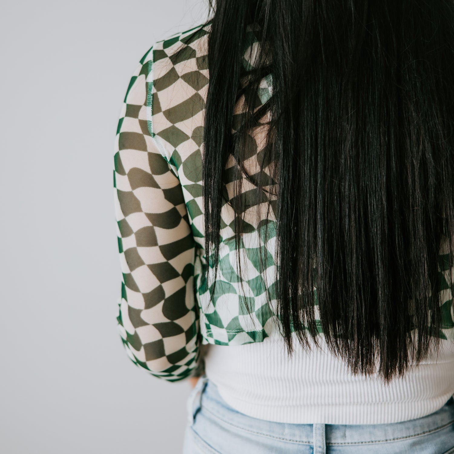 Lucky Checkered Mesh Top