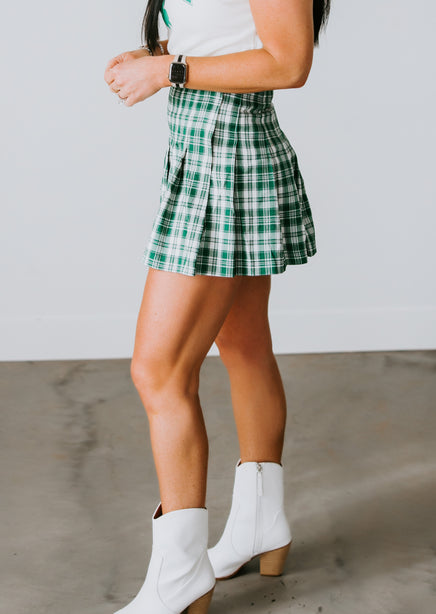 Celtic Pleated Plaid Mini Skirt
