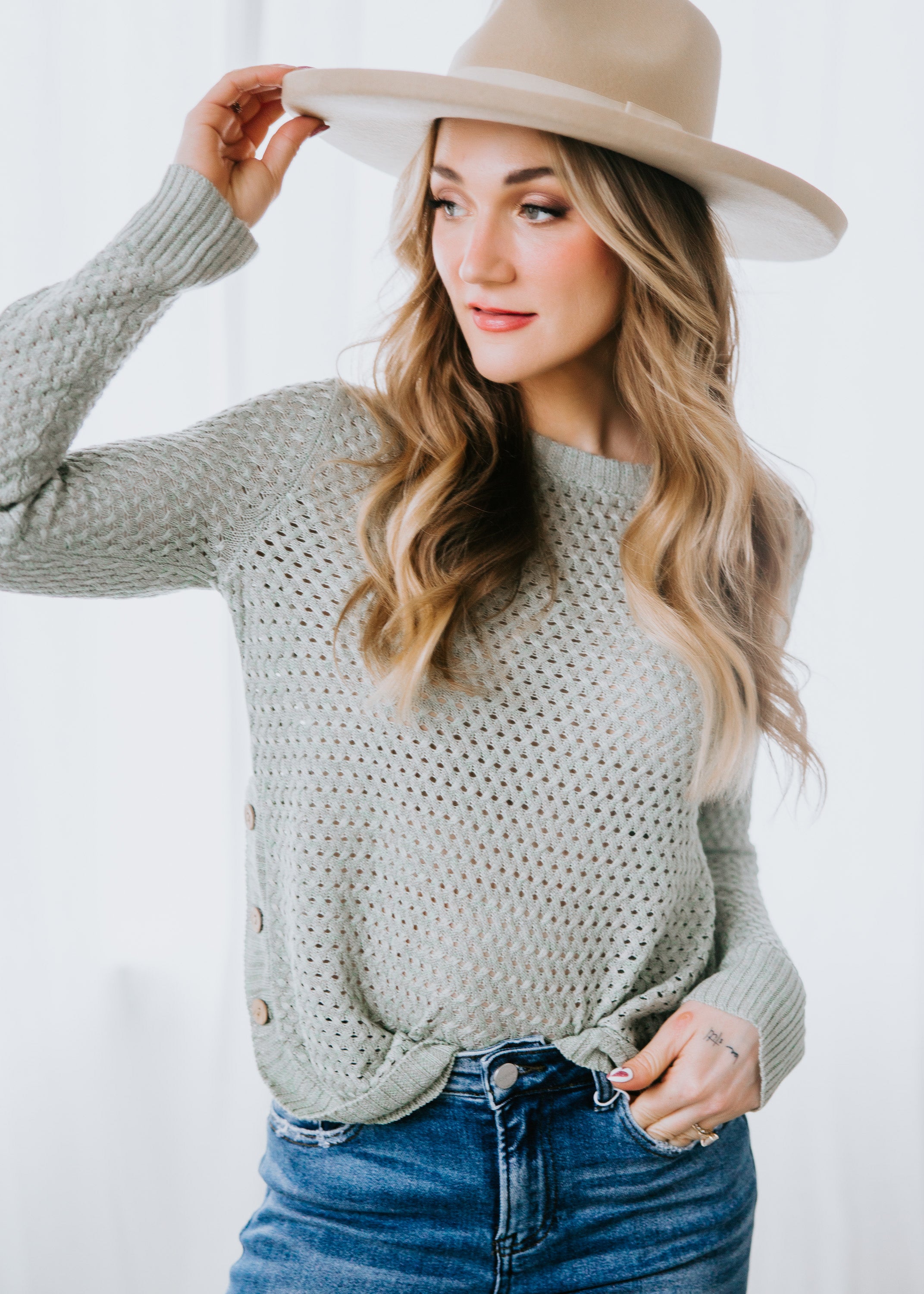 image of Sterling Side Button Sweater