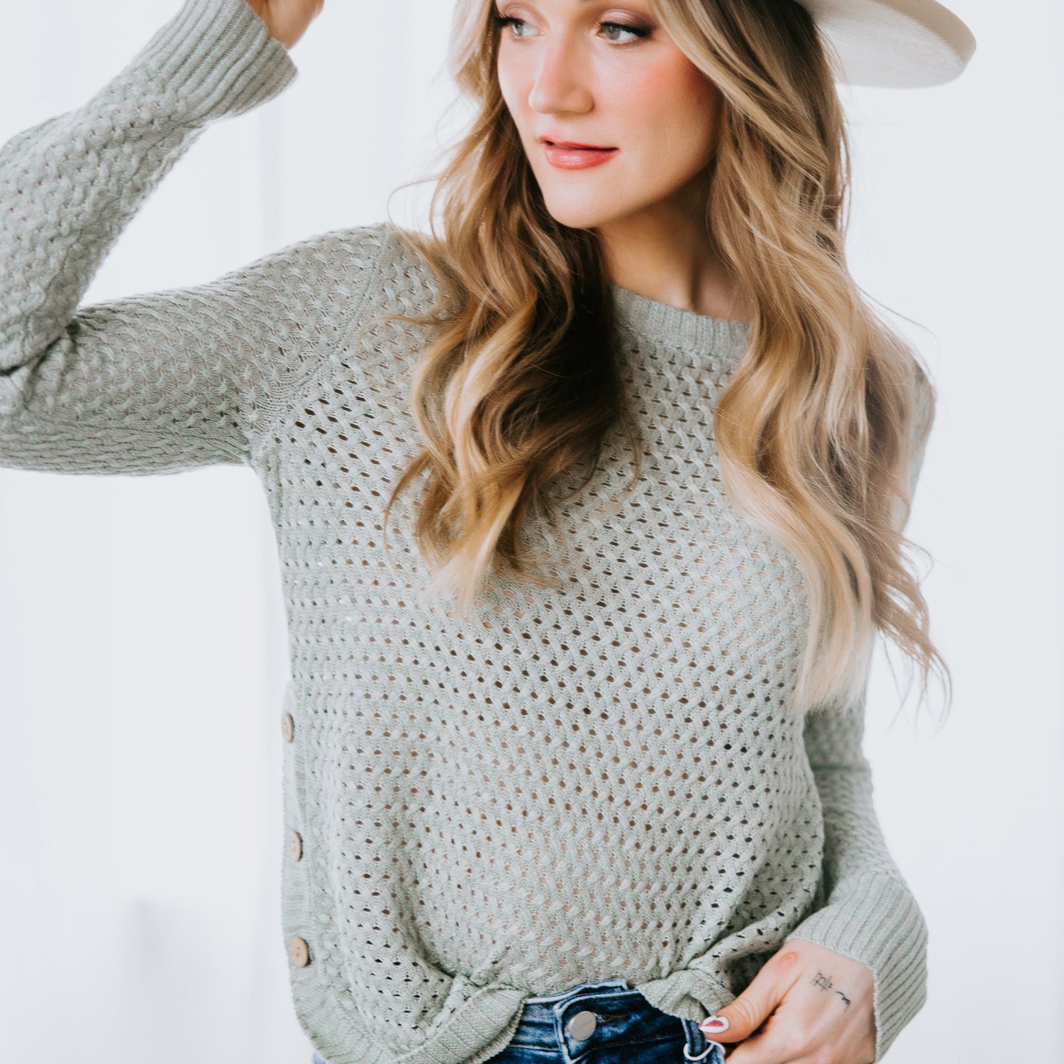 Sterling Side Button Sweater