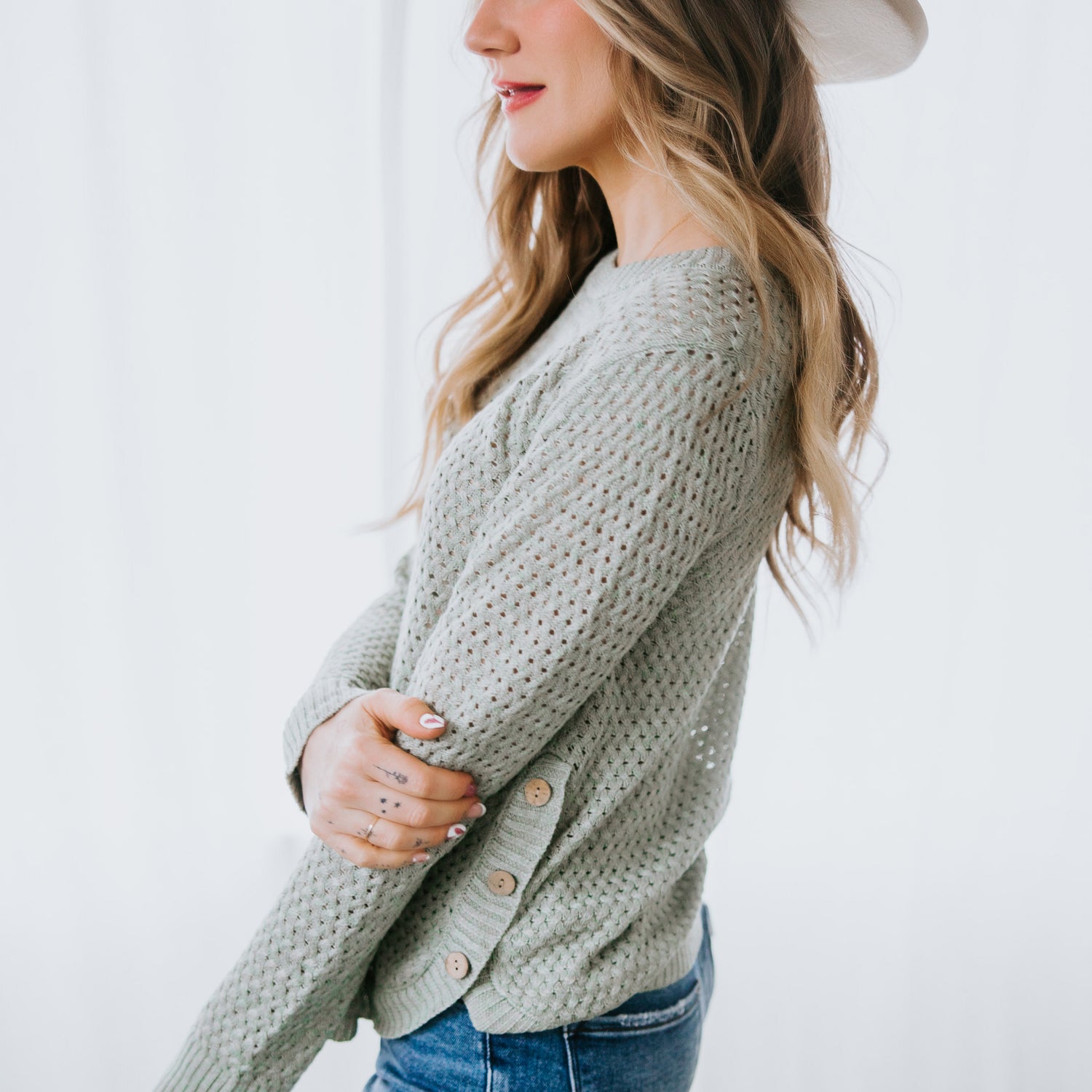 Sterling Side Button Sweater