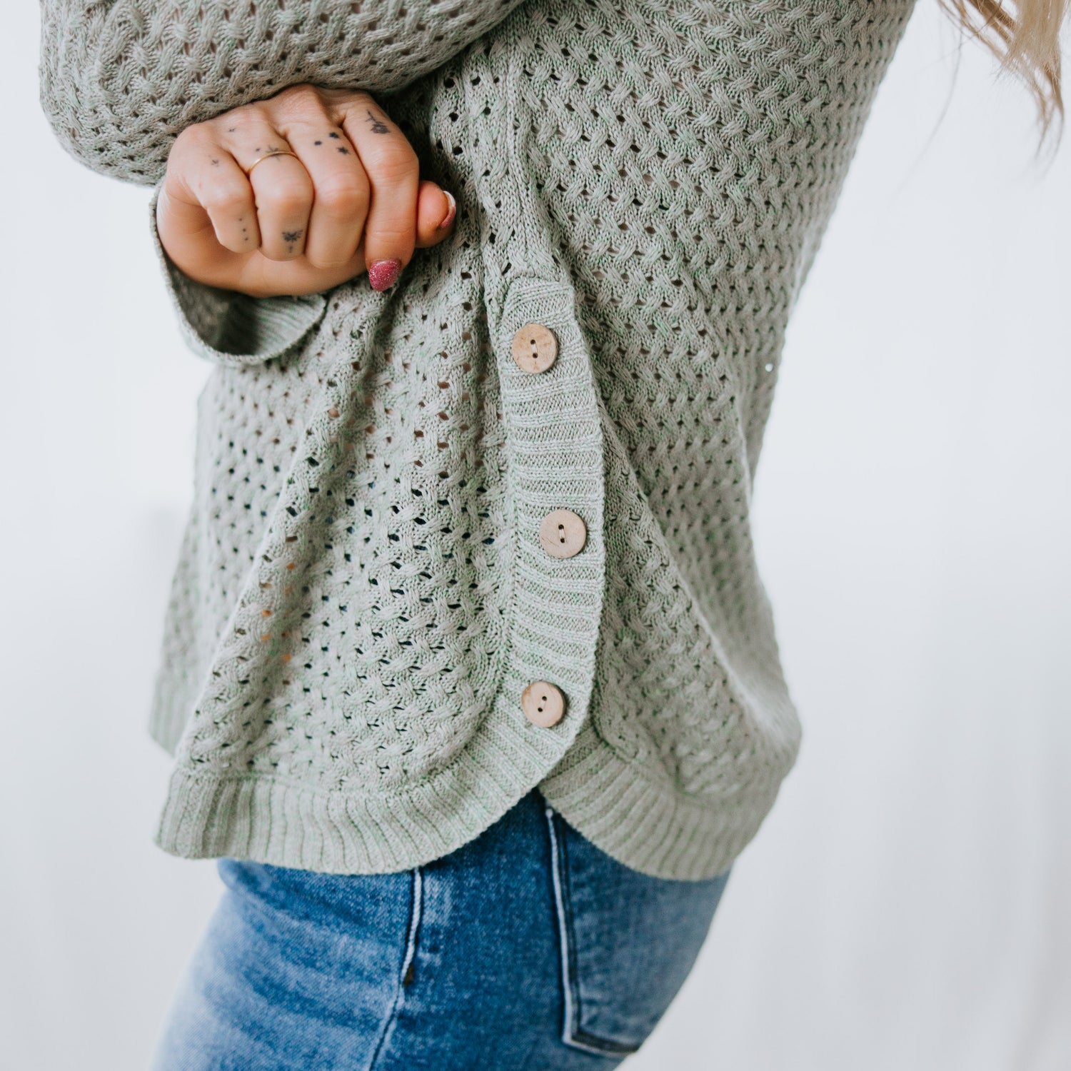 Sterling Side Button Sweater