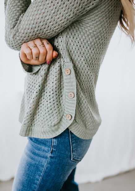 Sterling Side Button Sweater