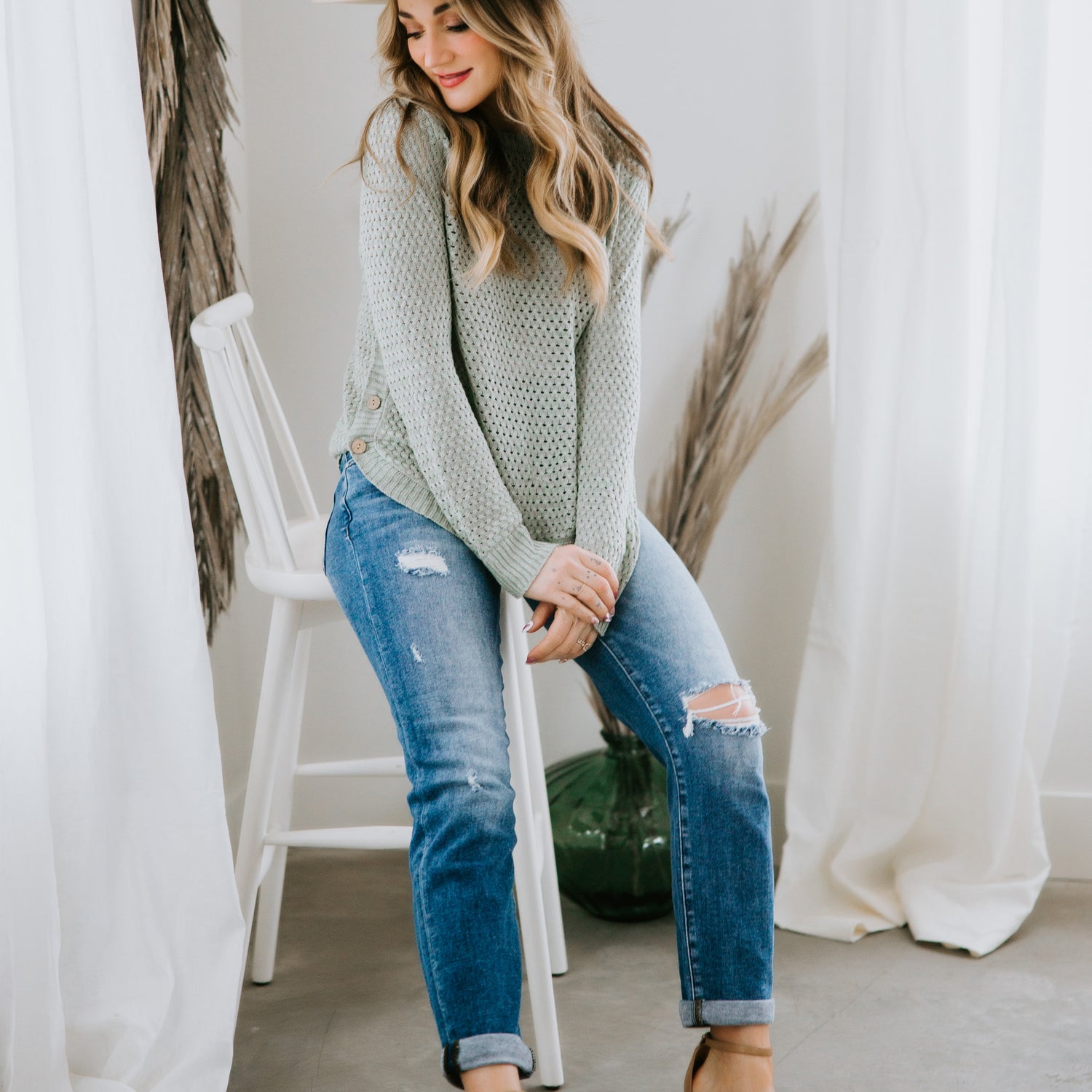 Sterling Side Button Sweater