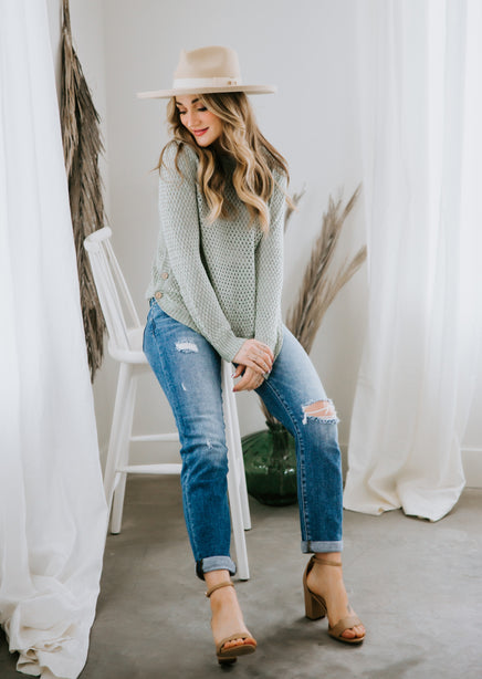 Sterling Side Button Sweater