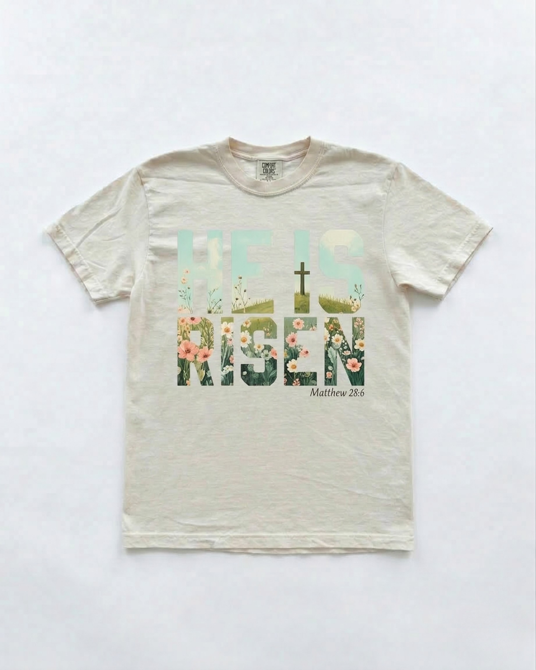 image of Floral He Is Risen Graphic Tee