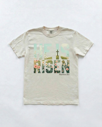 Floral He Is Risen Graphic Tee