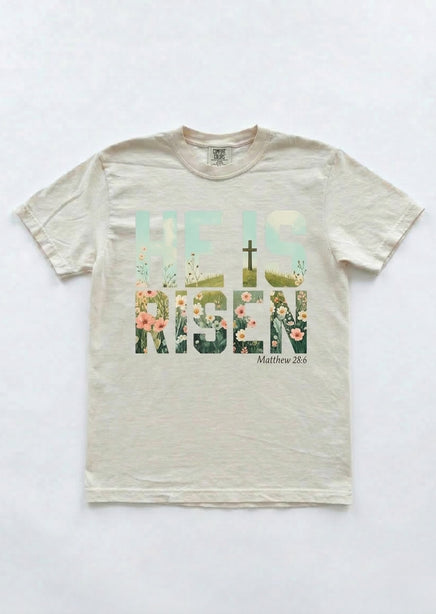 Floral He Is Risen Graphic Tee product view