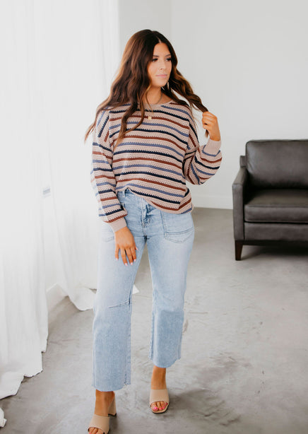 Fia Stripe Crochet Sweater