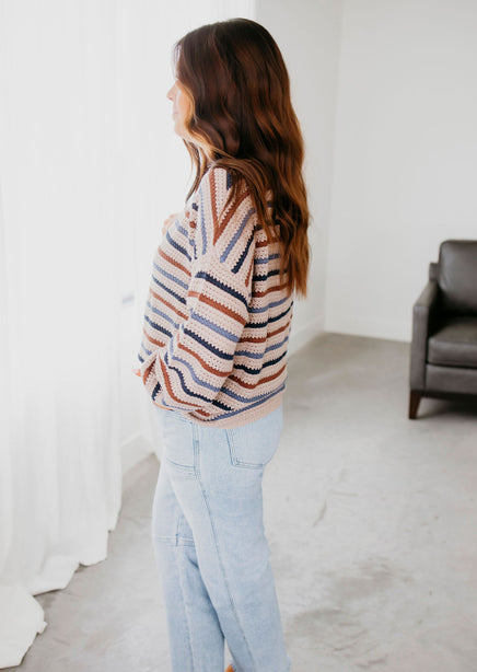 Fia Stripe Crochet Sweater