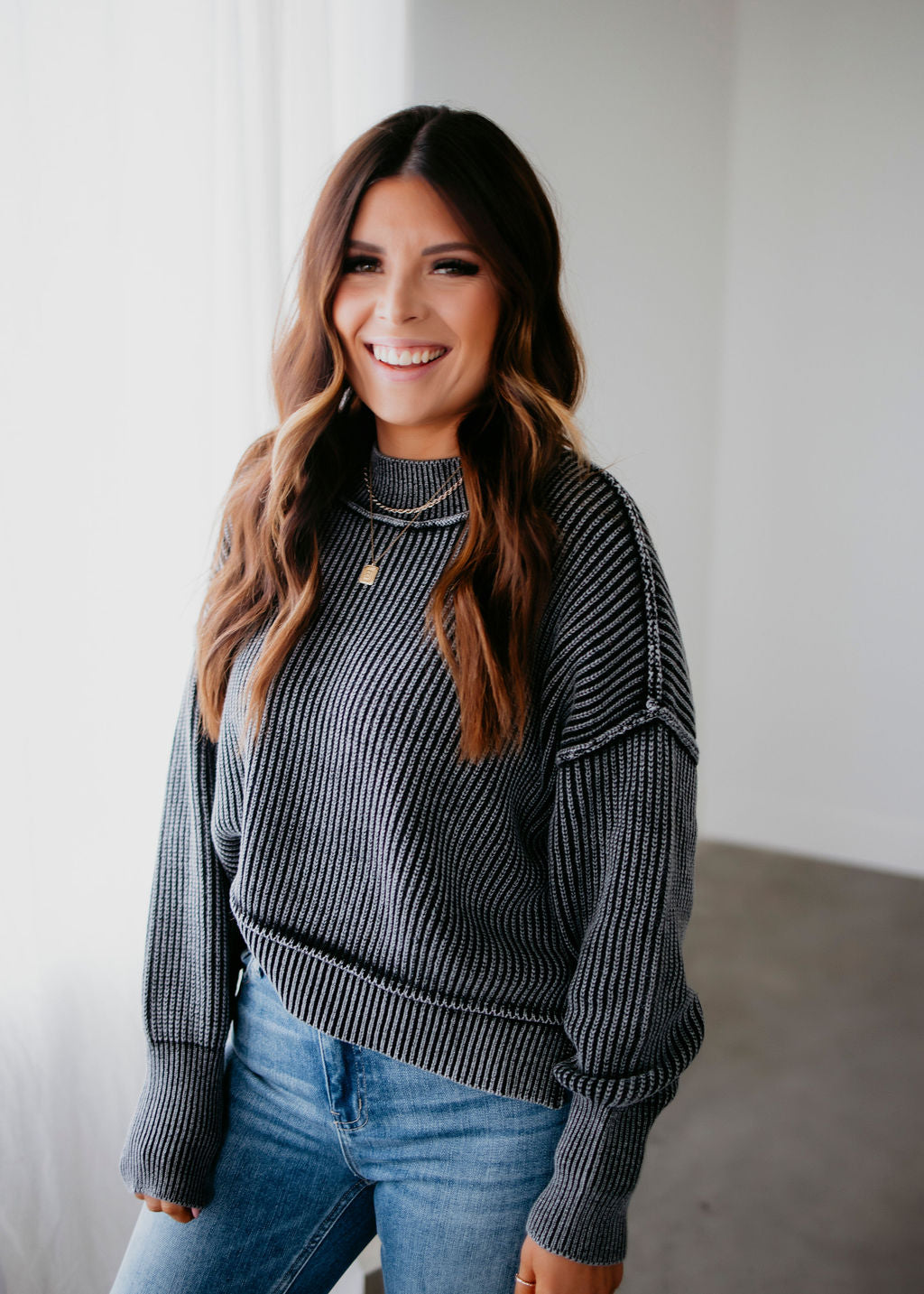 image of Emelia Ribbed Knit Sweater