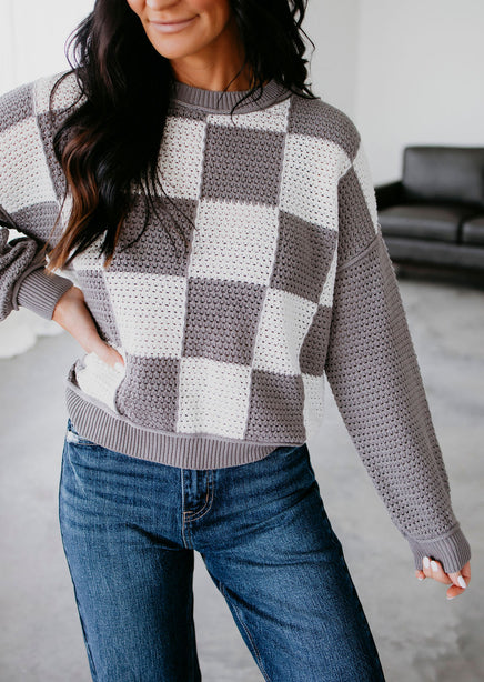 Dravin Checkered Knit Sweater